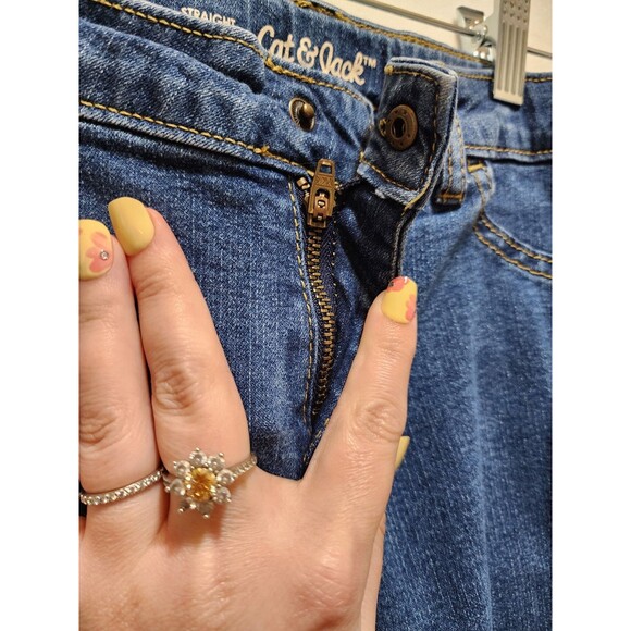 Cat & Jack Girls 10 Blue Jean Denim Straight Leg Super Stretchy Adjustable Waist - Picture 4 of 16